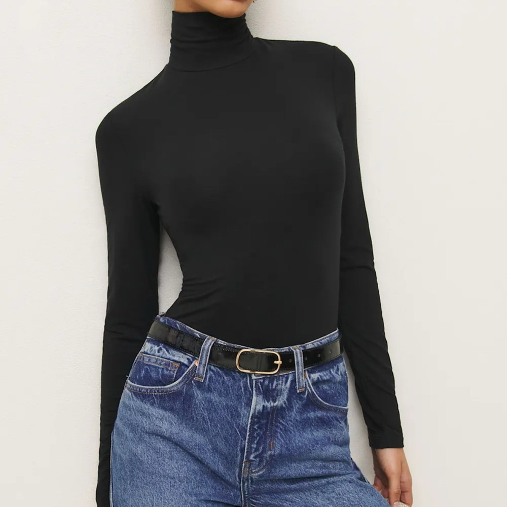 Reformation Black Long Sleeve Bodysuit